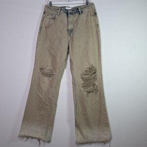Vervet Distressed Straight Leg Jeans Tan Beige Wash Women’s Size 30